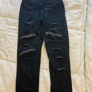Carmar Black Zipper and Ripped high waisted Jeans